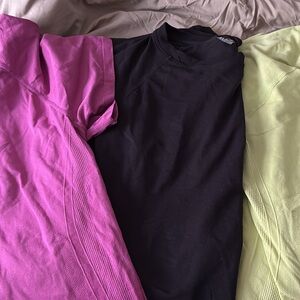 Set of Three T-Shirts - Pink, Black, and Yellow